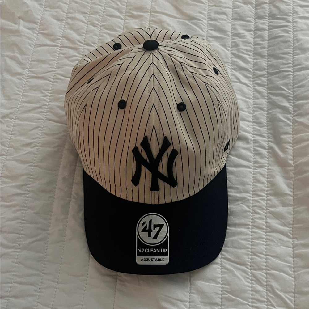 NWT: 47 Brand Pinstripe Cap with Navy NY Logo